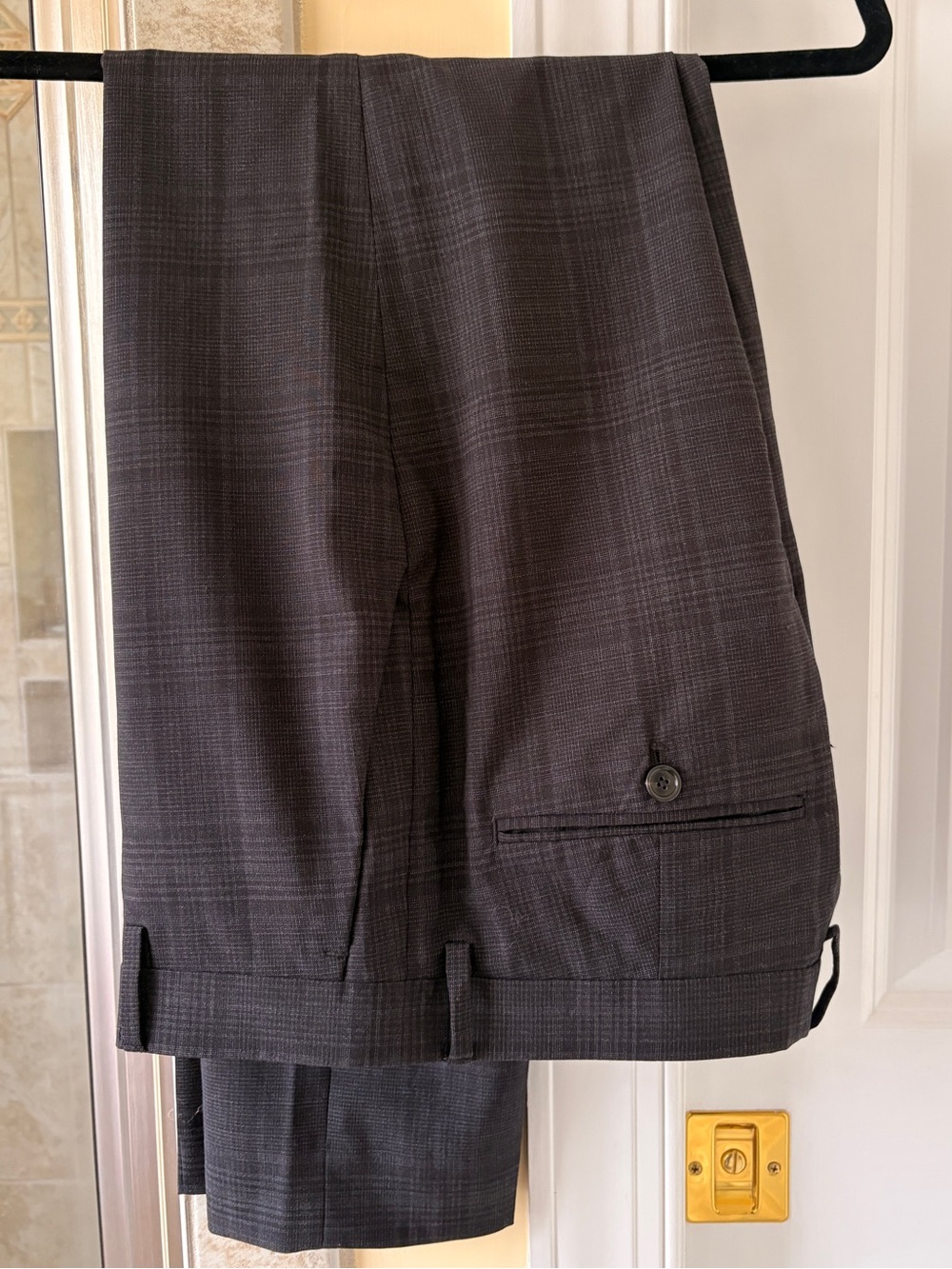 J. Crew Ludlow Slim 32/30 Charcoal Plaid Dress Pants Tollegno 1900/Italian wool